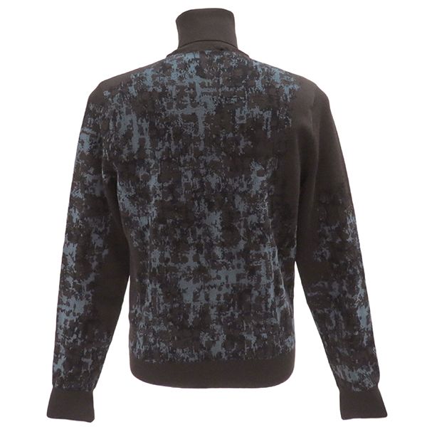 Hermes Sweater Camouflage Knit Wool Nylon Rayon Brown and Blue XS Brown Long