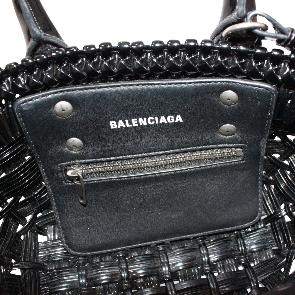 Balenciaga Bistro Xxs Basket Bag Enamel Black Handbag Silver — view 11