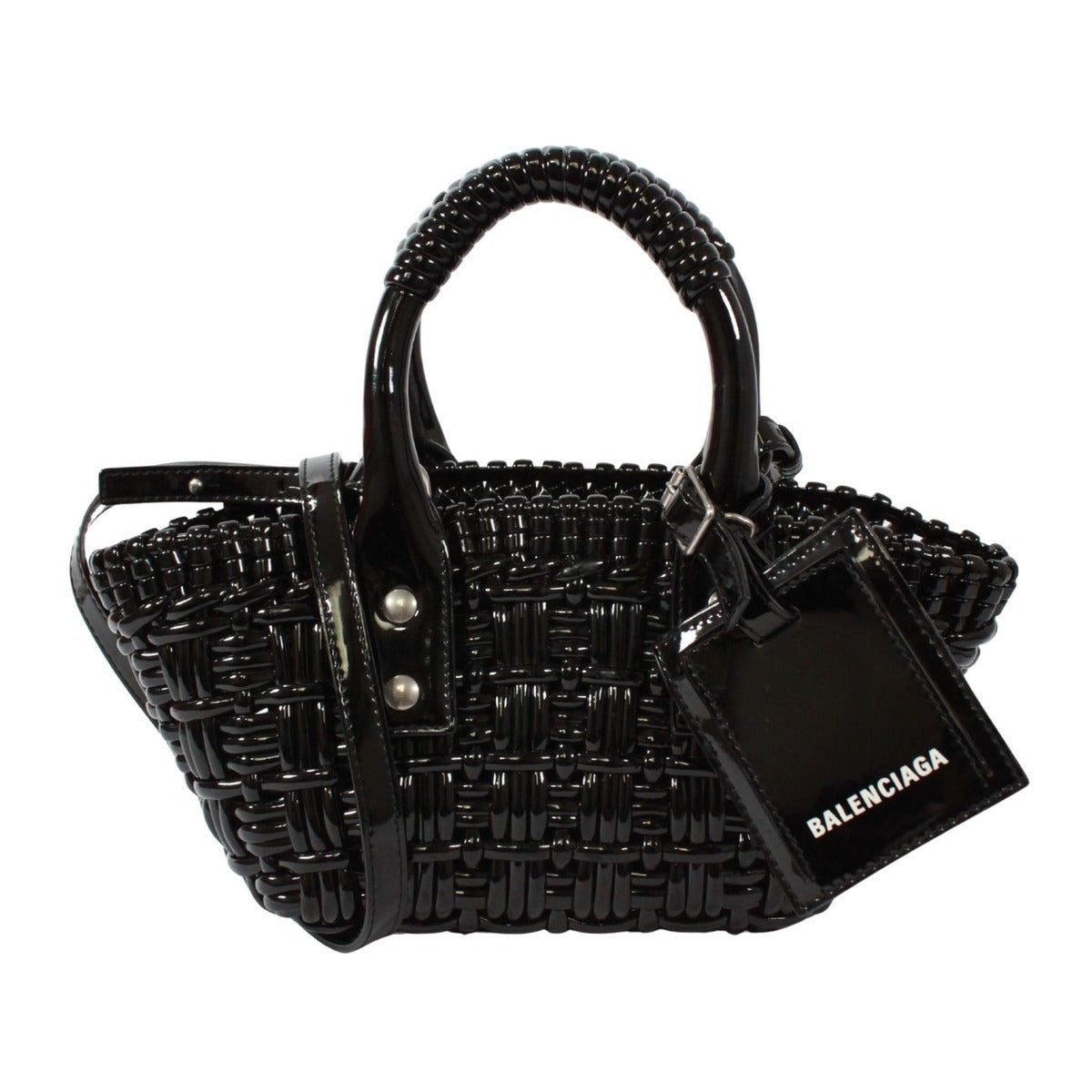 Balenciaga Bistro Xxs Basket Bag Enamel Black Handbag Silver
