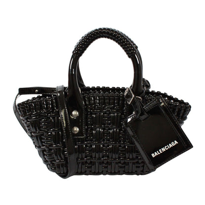 Balenciaga Bistro Xxs Basket Bag Enamel Black Handbag Silver