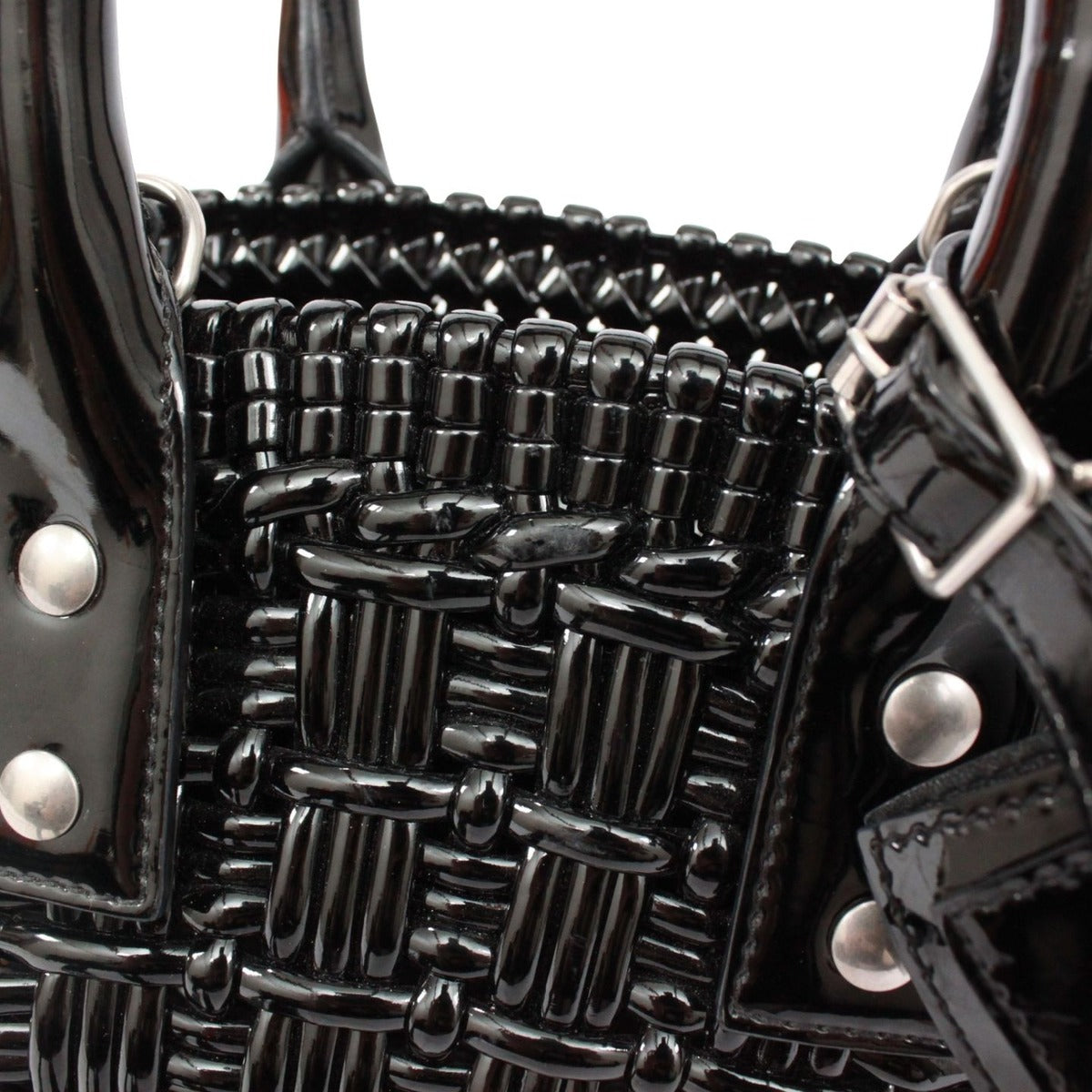 Balenciaga Bistro Xxs Basket Bag Enamel Black Handbag Silver — view 14