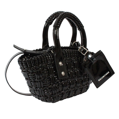 Balenciaga Bistro Xxs Basket Bag Enamel Black Handbag Silver — view 2