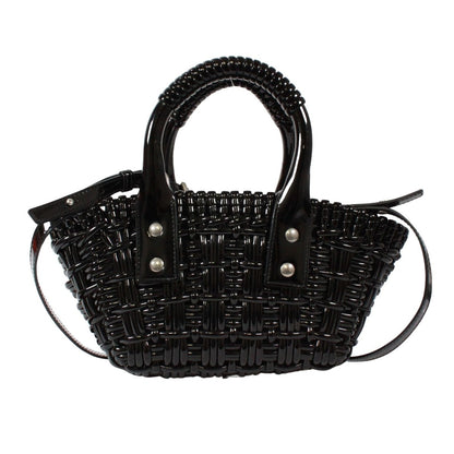 Balenciaga Bistro Xxs Basket Bag Enamel Black Handbag Silver — view 3