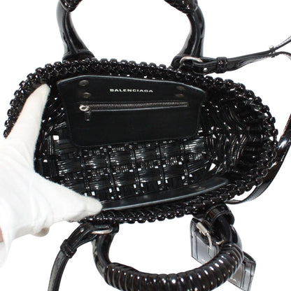 Balenciaga Bistro Xxs Basket Bag Enamel Black Handbag Silver — view 7