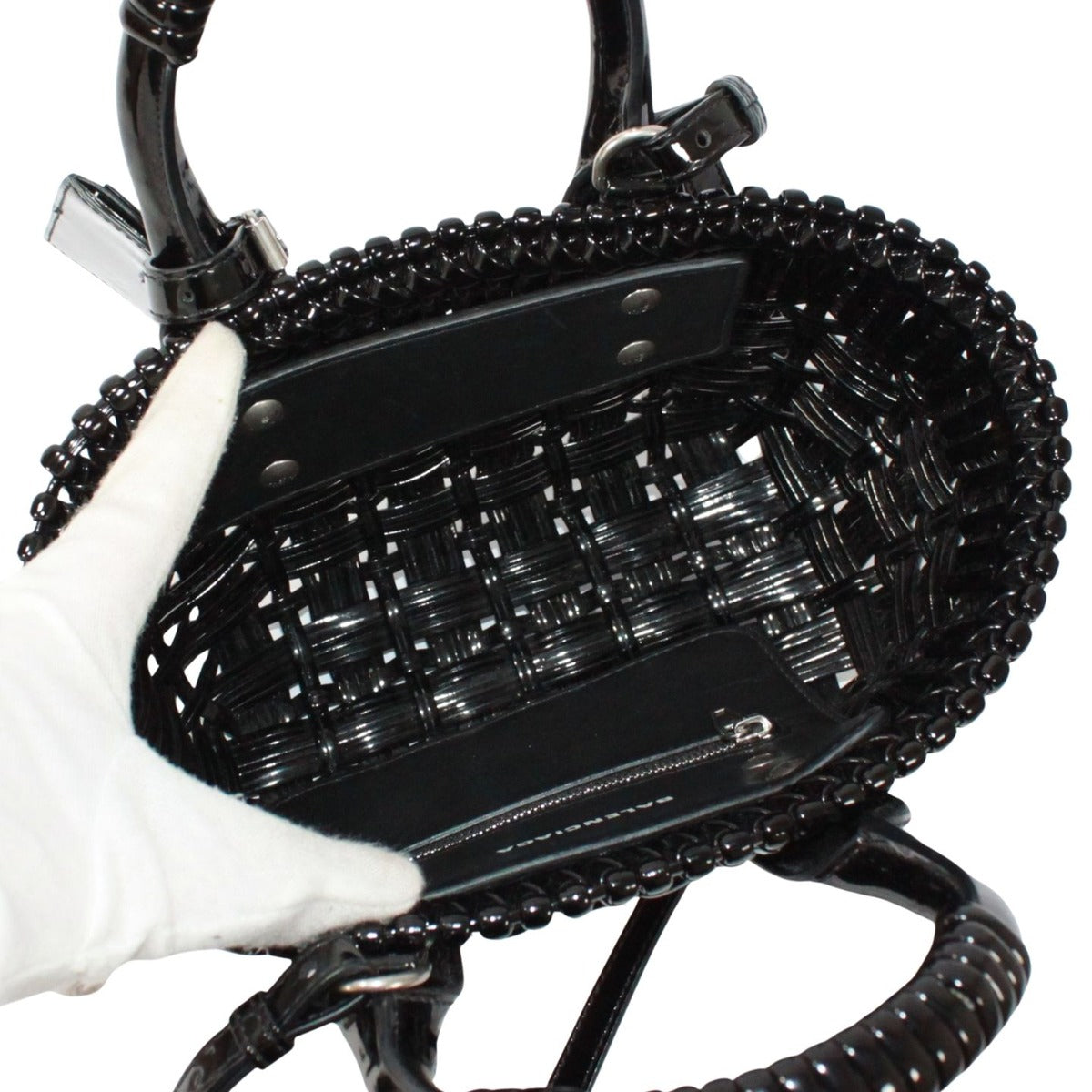 Balenciaga Bistro Xxs Basket Bag Enamel Black Handbag Silver — view 8