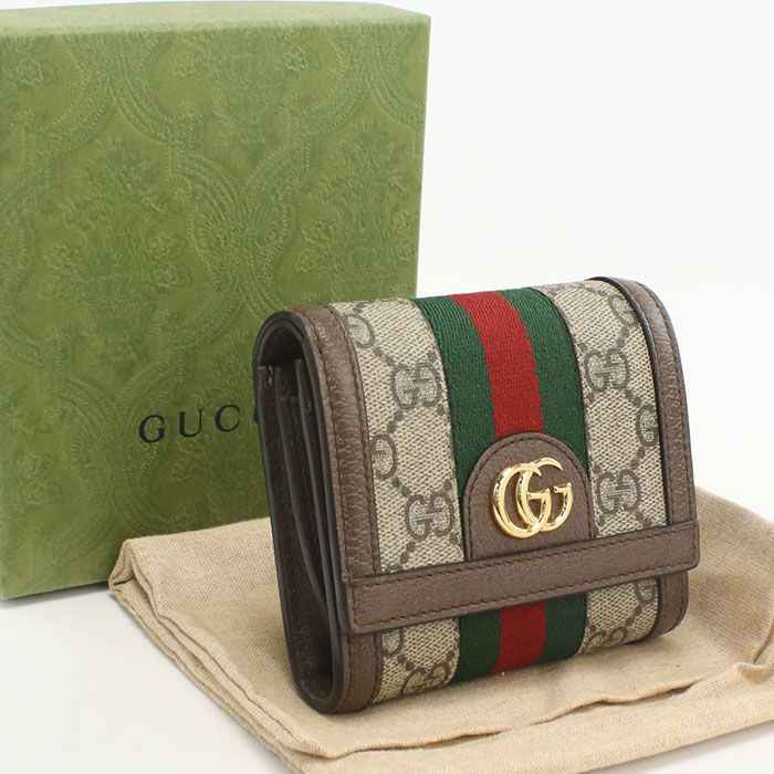 Gucci Gauthenticity Card Case Wallet Ophidia 598662 Bifold Wallet PVC Leather