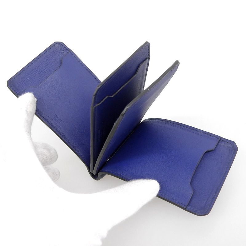 Hermes 2016 Item AM 012 UH Leather Card Case Pass Business Card Bifold Holder