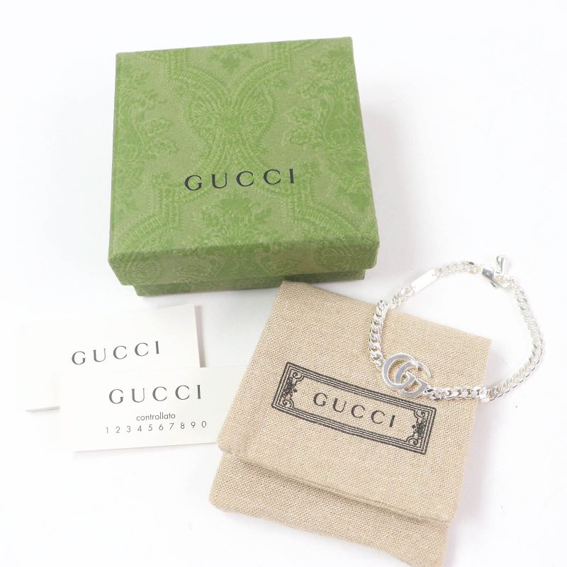 Gucci 814917 Double G Chain Bracelet Accessory Sv925 Silver 18 With Box And
