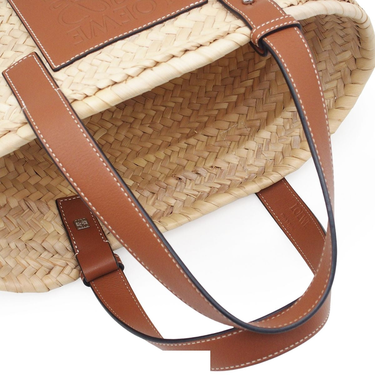 Loewe Basket Bag Beige Brown Raffia Leather Handbag — view 3