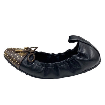 Louis Vuitton Flirty Line Monogram Flat Shoes Leather Black Brown Gold Ballet