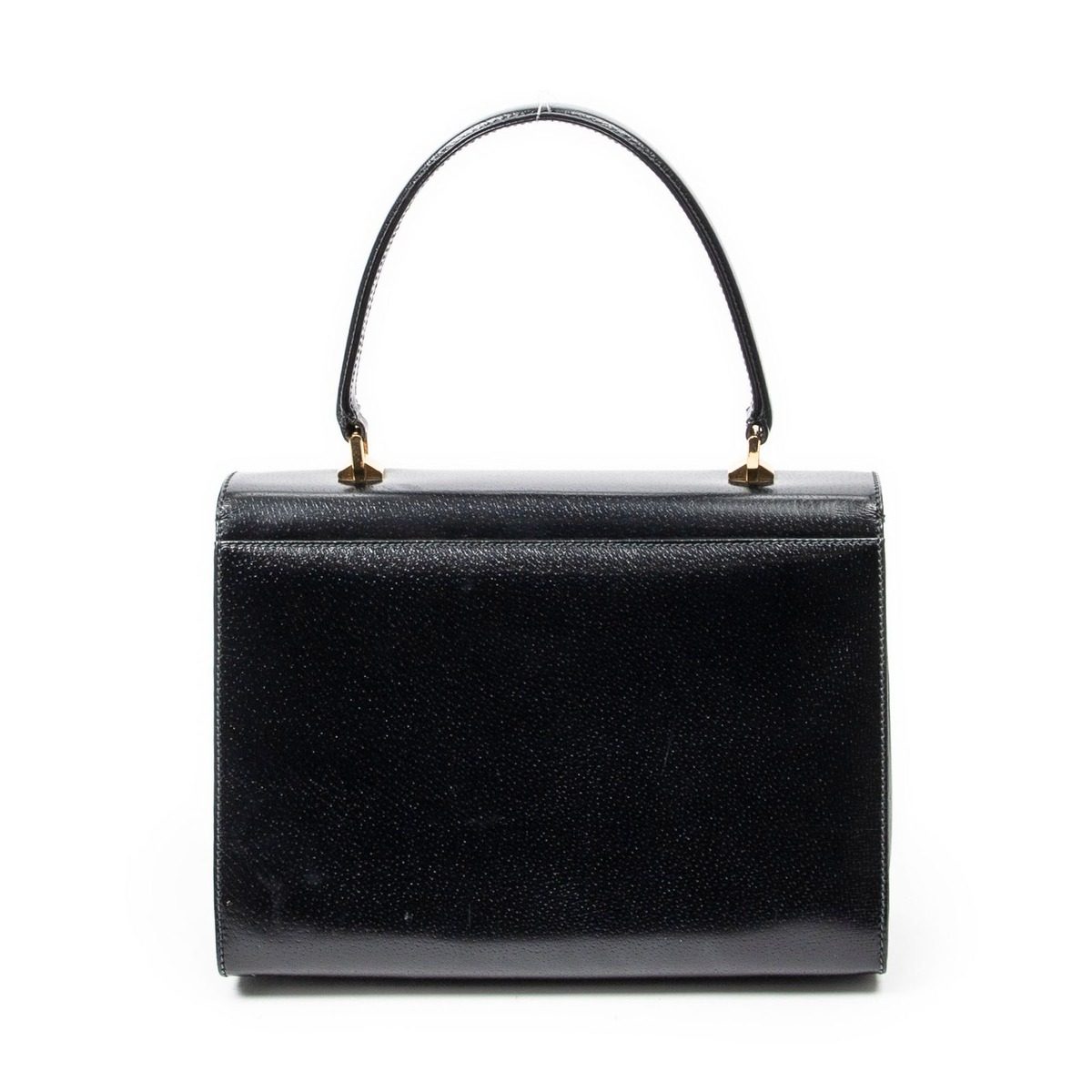 Gucci Vintage Push Lock Top Handle Black Smooth Leather — view 5