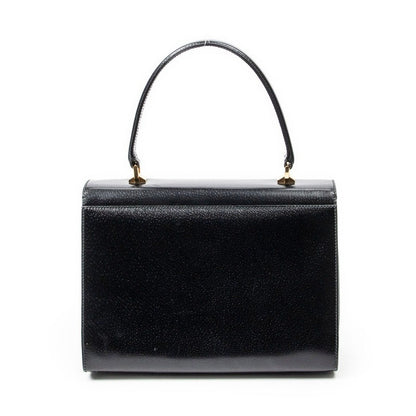 Gucci Vintage Push Lock Top Handle Black Smooth Leather — view 5