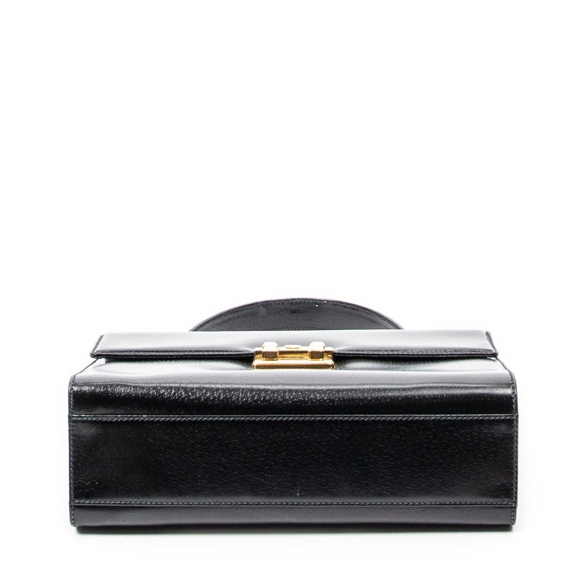 Gucci Vintage Push Lock Top Handle Black Smooth Leather — view 6