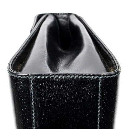 Gucci Vintage Push Lock Top Handle Black Smooth Leather — view 7
