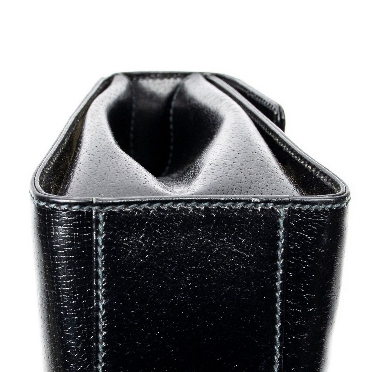 Gucci Vintage Push Lock Top Handle Black Smooth Leather — view 8