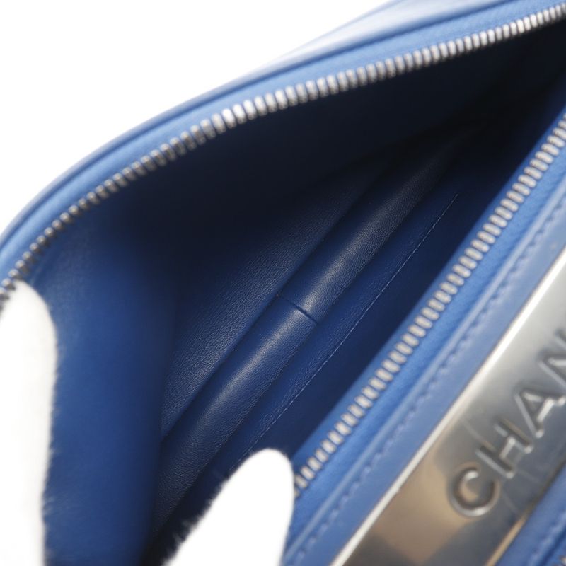 Chanel Trendy Beau Ring Bag 2WAY Shoulder Calf Blue Ladies Handbag