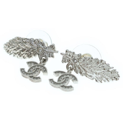 Chanel Coco Feather Earrings Silver