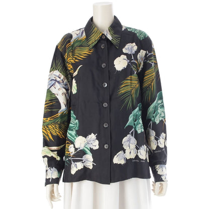 Hermes Silk All Over Pattern Twill Reine Turbans Des Reines Princess Turban Shirt Green Black
