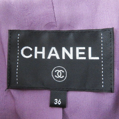 CHANEL 22P P72383 Lion Button Tweed Jacket Purple 36 Made In France Genuine