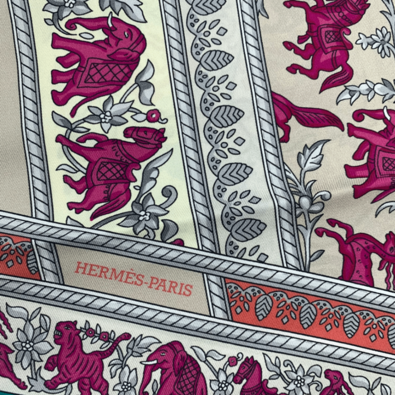 Hermes Twilley Indian Hunting Scarf 100% Silk Multicolor