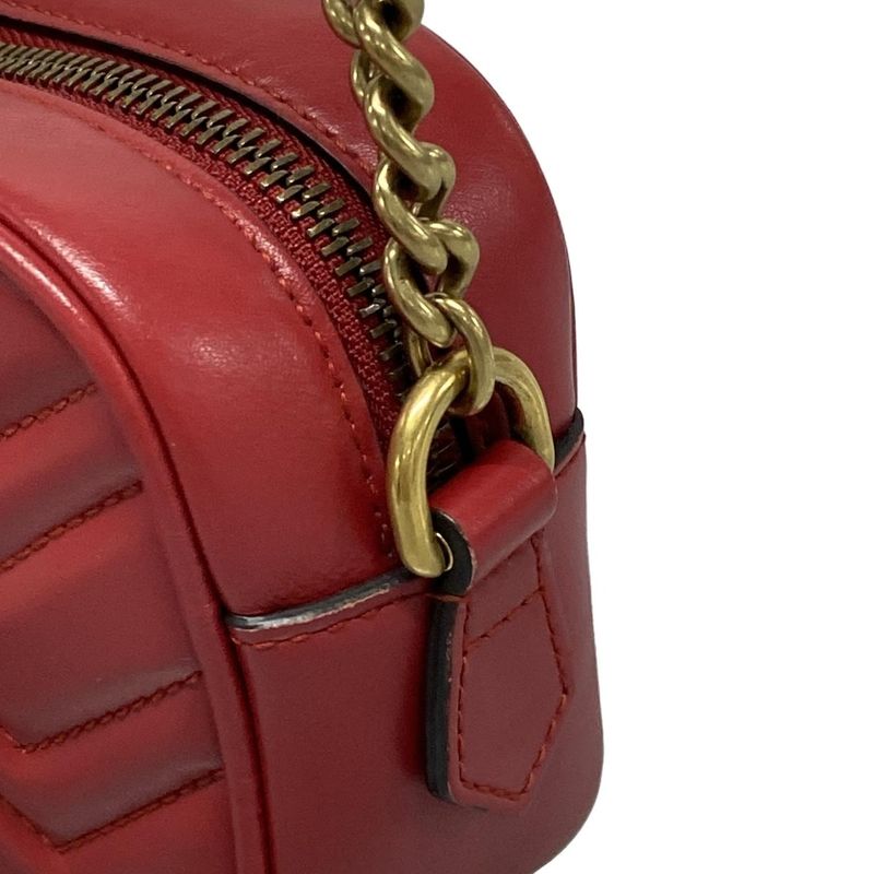 Gucci Shoulder Bag GG Marmont 448065 Red Chain Shoulder Leather