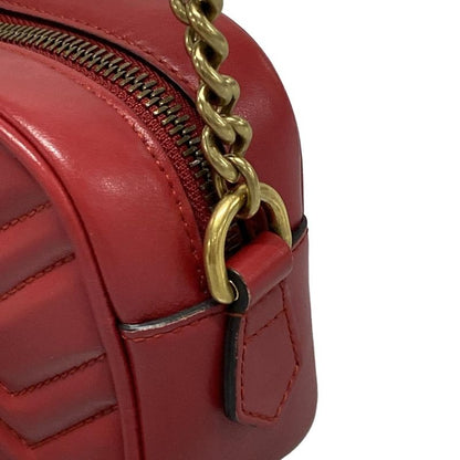 Gucci Shoulder Bag GG Marmont 448065 Red Chain Shoulder Leather
