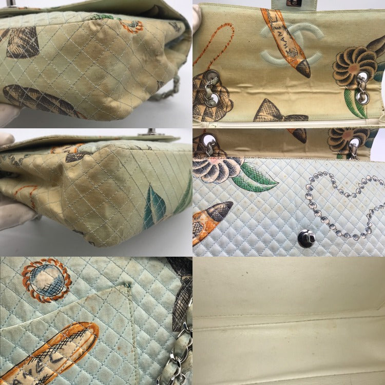 Chanel Canvas Quilted Flower Chain Shoulder Bag Light Blue Price Negotiation — view 8
