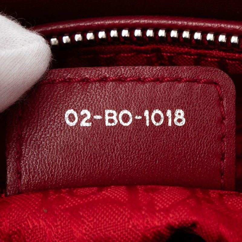 Dior Lady Dior Canage Medium Handbag Shoulder Bag 2WAY Red Leather Women's Dior