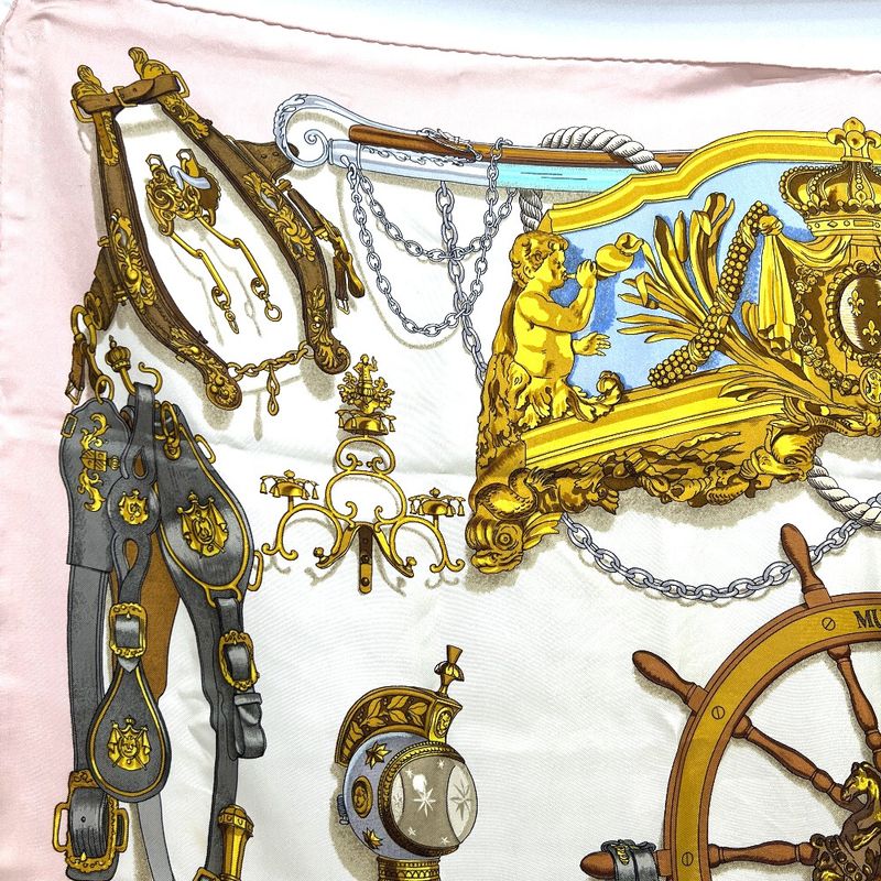 Hermes Scarf Carré 90 Musee Museum Silk Pink