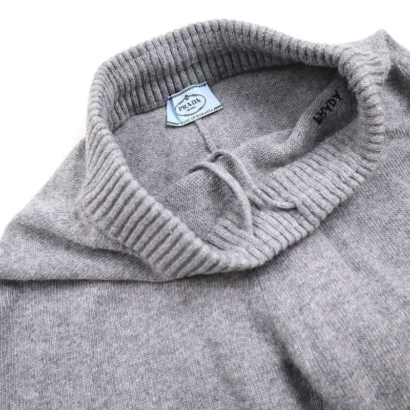 Prada Wool X Cashmere Logo Embroidered Knit Easy Pants 22235 R212 1z80 Gray 40