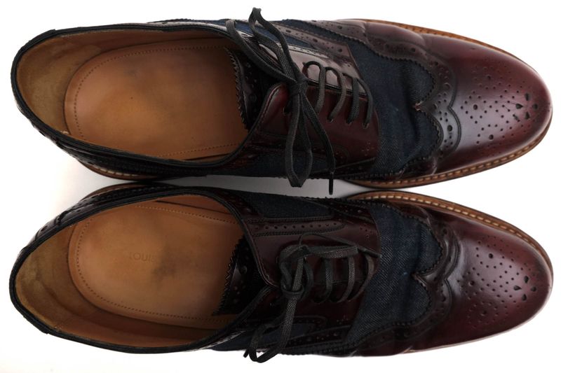 Louis Vuitton Shoes Business Shoes Business Men Cotton Canvas Leather Red Brown