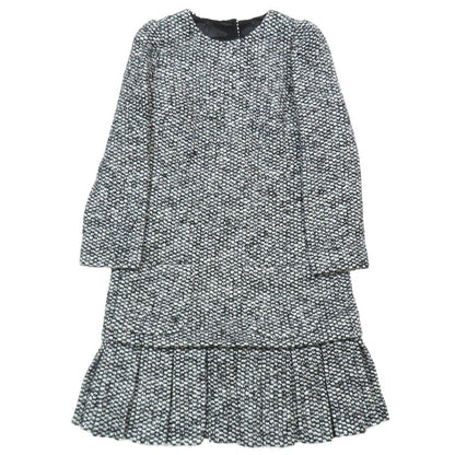 Dolce & Gabbana Tweed Dress Long Sleeve Short Length Pleated Skirt 38 White