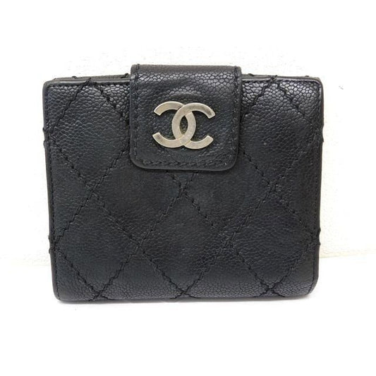 Chanel 10 S Wild Stitch Compact Wallet Black 7