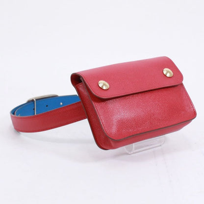 Hermes Pochette Green Courchevel Rouge Vif Blue France Waist Bag Leather