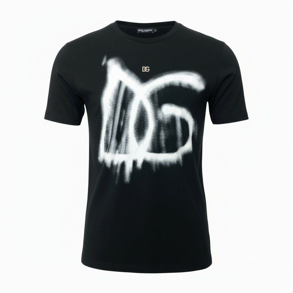 Dolce & Gabbana Bijou Graffiti T-Shirt Grafiti Logo Oversized 36 Black