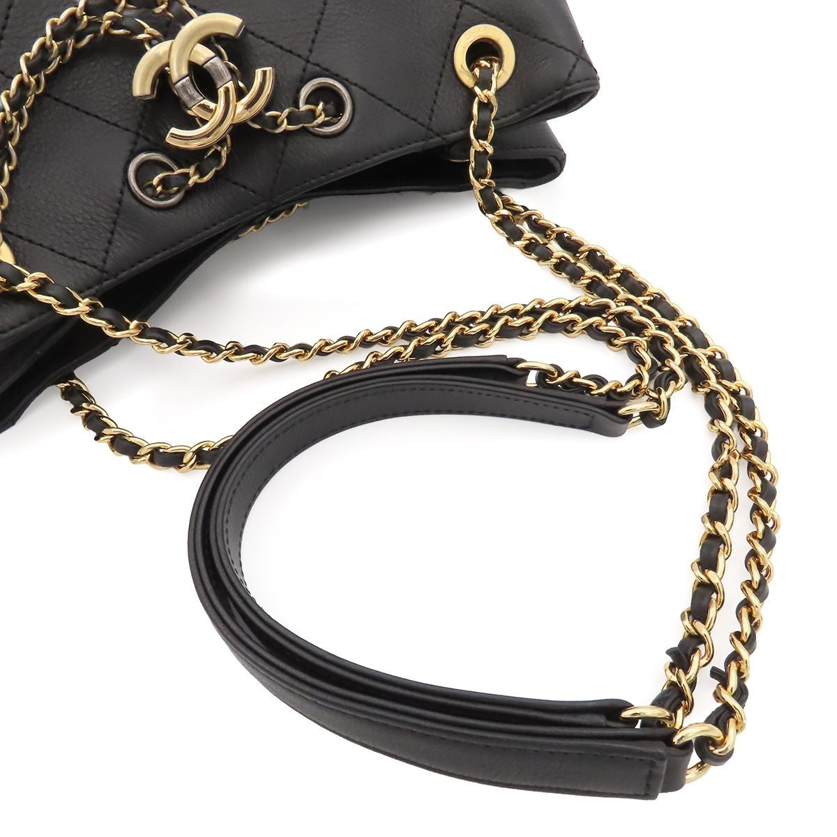 Chanel Black Gold Lambskin Quilted Crossbody Chain Shoulder Bag — view 4