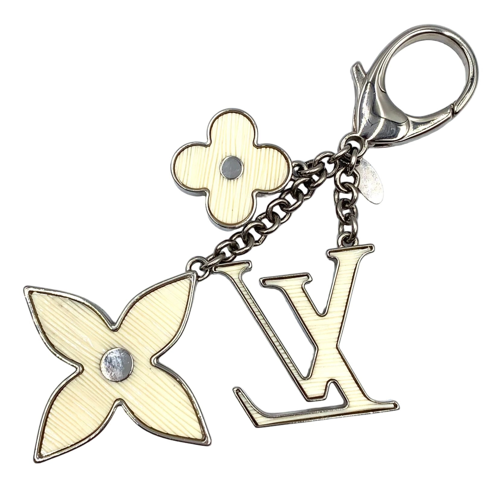 Louis Vuitton Bijou Sac Fleur de Epi Bag Charm Enamel Metal Silver White — view 2