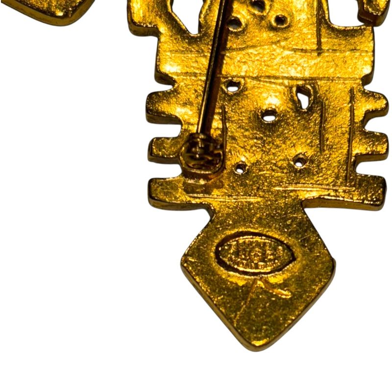 Chanel Coco Cross Brooch Unisex Gold FREE