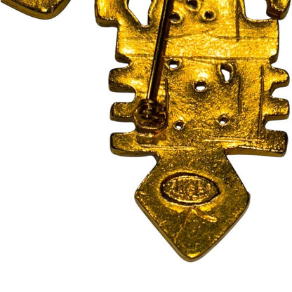 Chanel Coco Cross Brooch Unisex Gold FREE