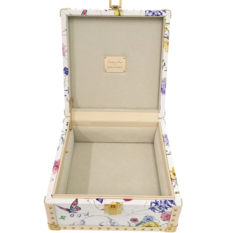 Christian Dior Flower Floral Trunk Leather White Small Bag 1360 Christian Dior