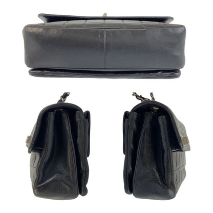 Chanel Vintage Chocobar Black Silver Hardware Lambskin 6135*** Chain Shoulder