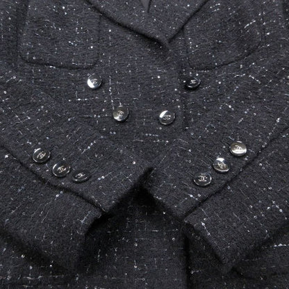 24aw Chanel Recent Model Glitter Tweed Jacket Double Breasted Coco Mark 40 M
