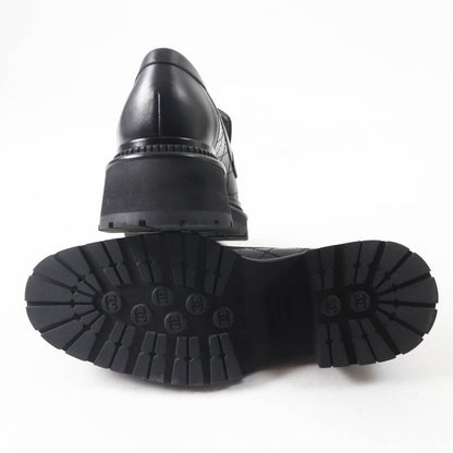 CHANEL 23A G45074 Matelasse Coco Mark Leather Loafers Black Gold Hardware 39.5