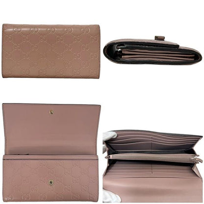 Gucci Bifold Long Wallet Pink Beige Striped 388679 Wallet Leather