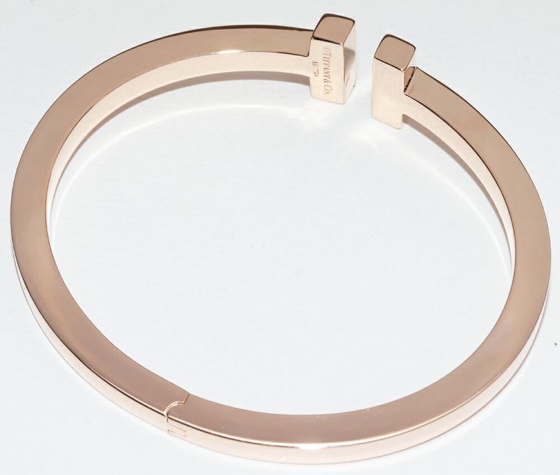 Tiffany & Co Bracelet Bangle 18K Pink Gold T Square Bracelet Extra Large