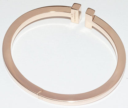 Tiffany & Co Bracelet Bangle 18K Pink Gold T Square Bracelet Extra Large