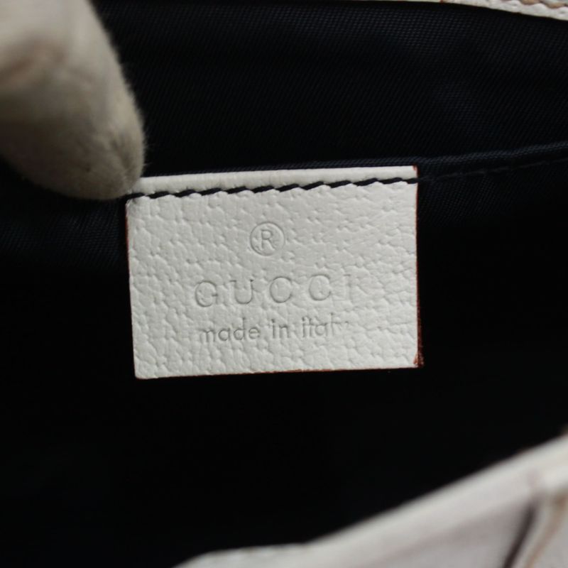 Gucci Sherry Line Waist Bag Leather X PVC White Body Bag Gold 152597