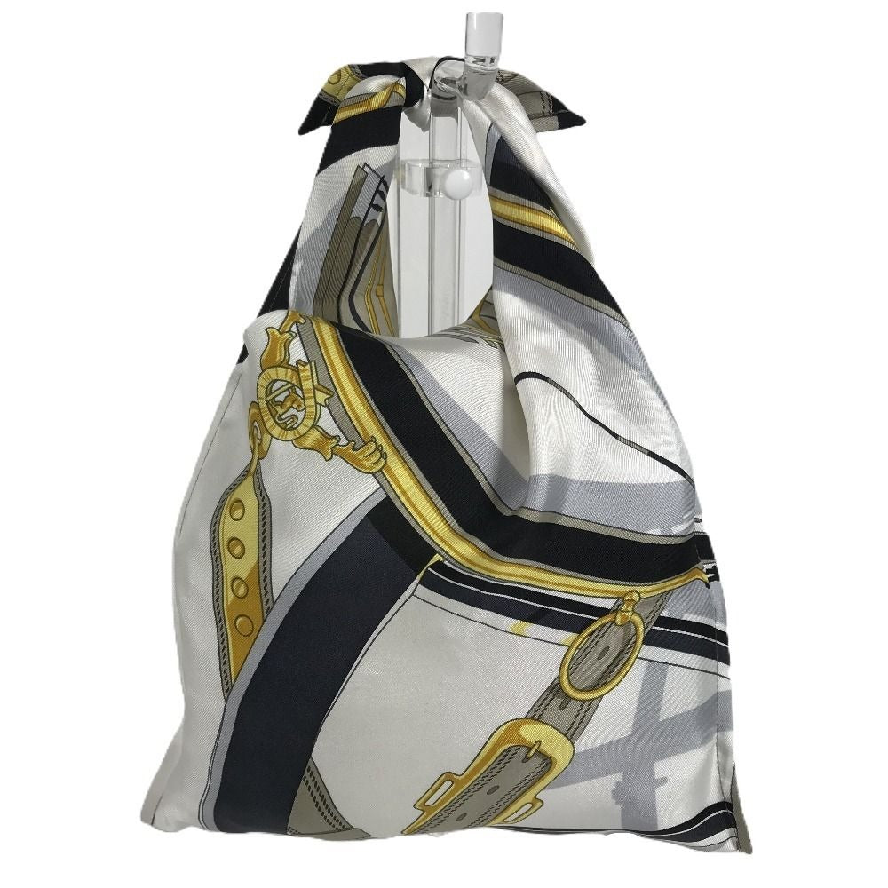 Hermes Handbag Tiash Furoshiki PM Silk White