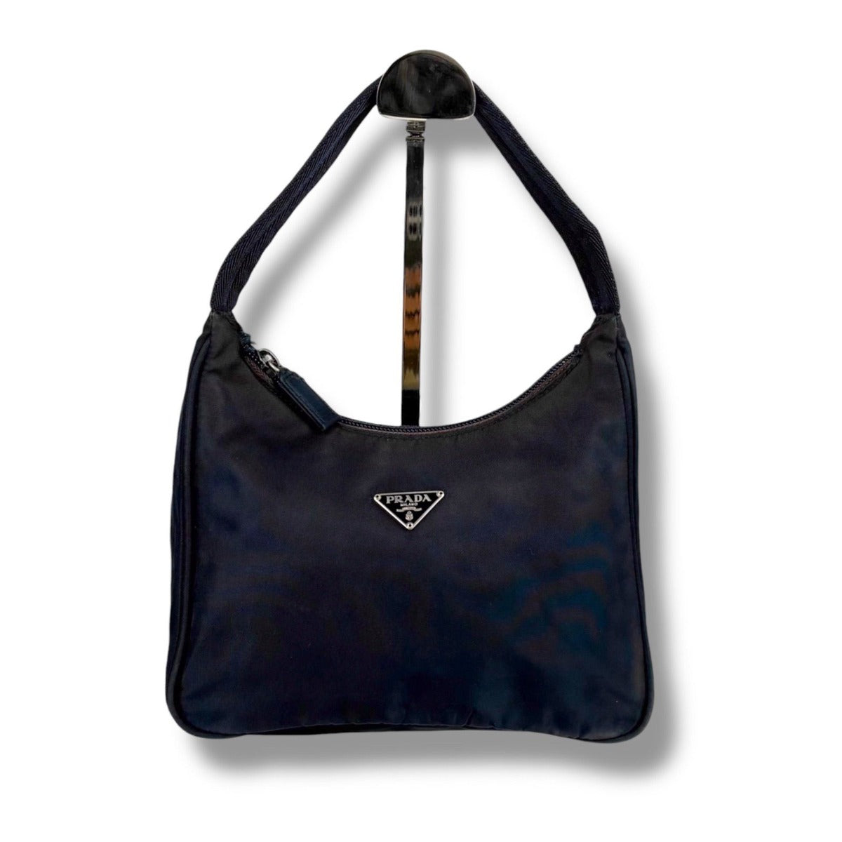 Prada Triangle Logo Pouch Mini Handbag Tessuto Nylon Navy Blue