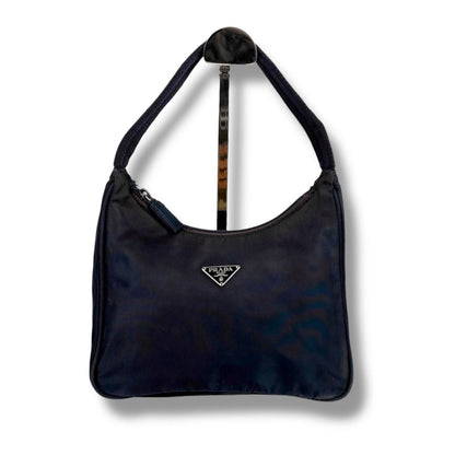 Prada Triangle Logo Pouch Mini Handbag Tessuto Nylon Navy Blue — view 10